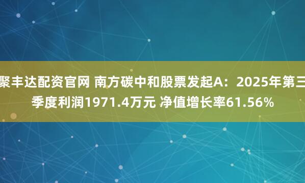 聚丰达配资官网 南方碳中和股票发起A：2025年第三季度利润1971.4万元 净值增长率61.56%